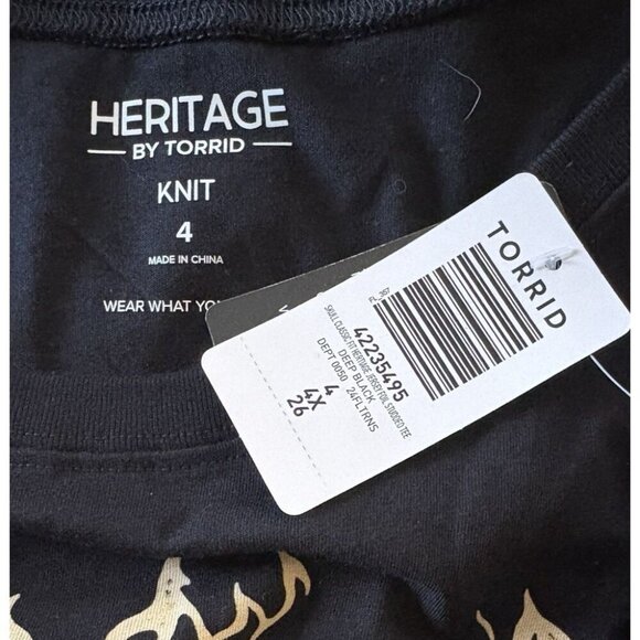 Torrid +4 Black 3 Skulls Metallic Foil Graphic Studded Accent Short Sleeve Tee - Picture 6 of 6